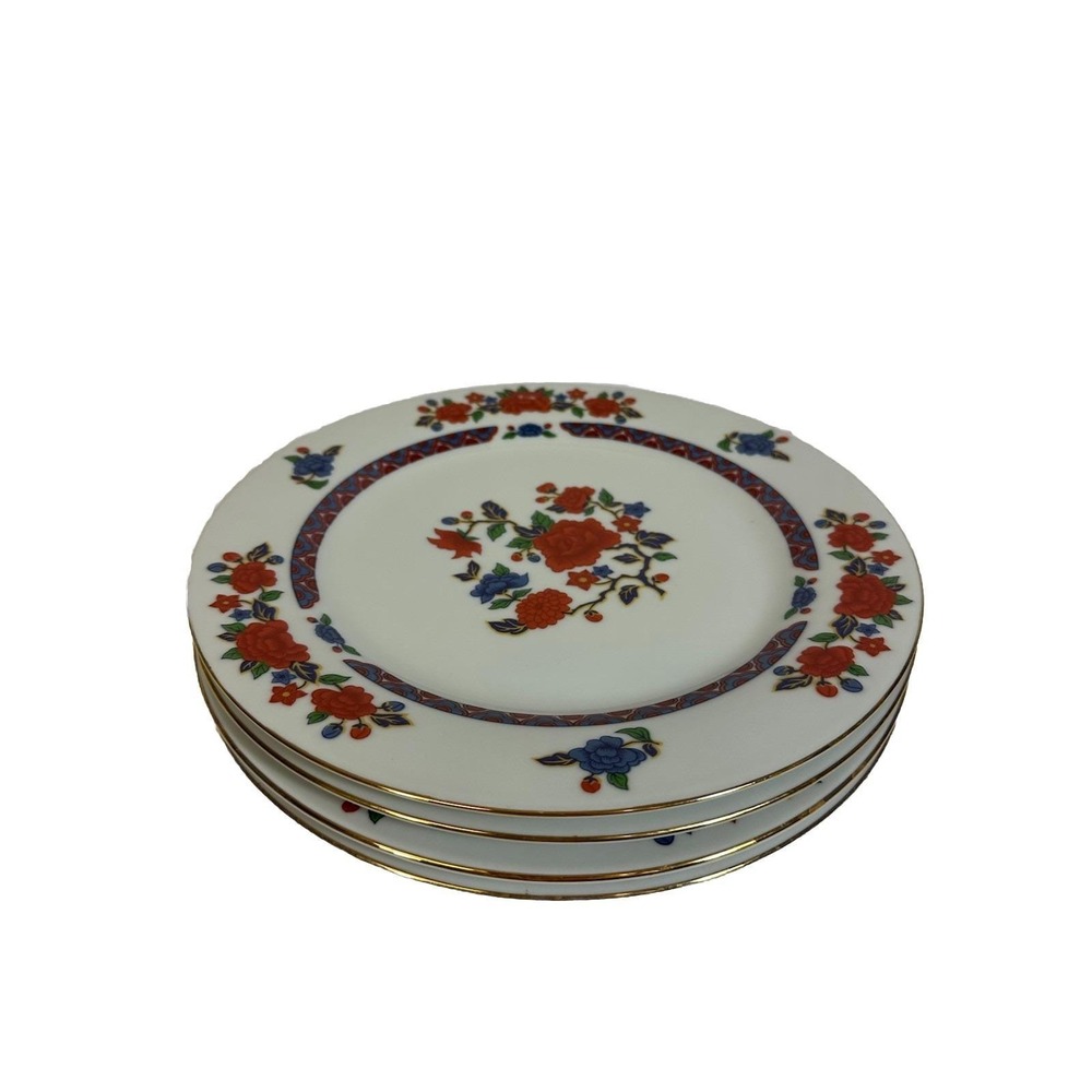 Crown Ming Jian Shiang Old Imari Dinner Plates 10.5" Porcelain Set Of 4 Vtg